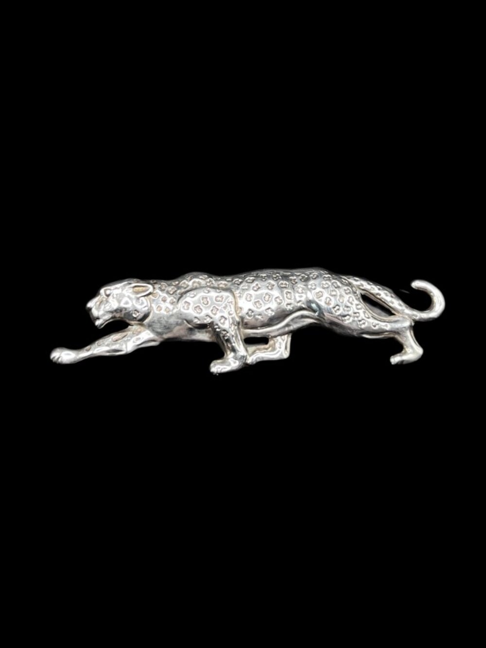Vintage Hammered Sterling Silver Panther or Leopard Brooch 1970s